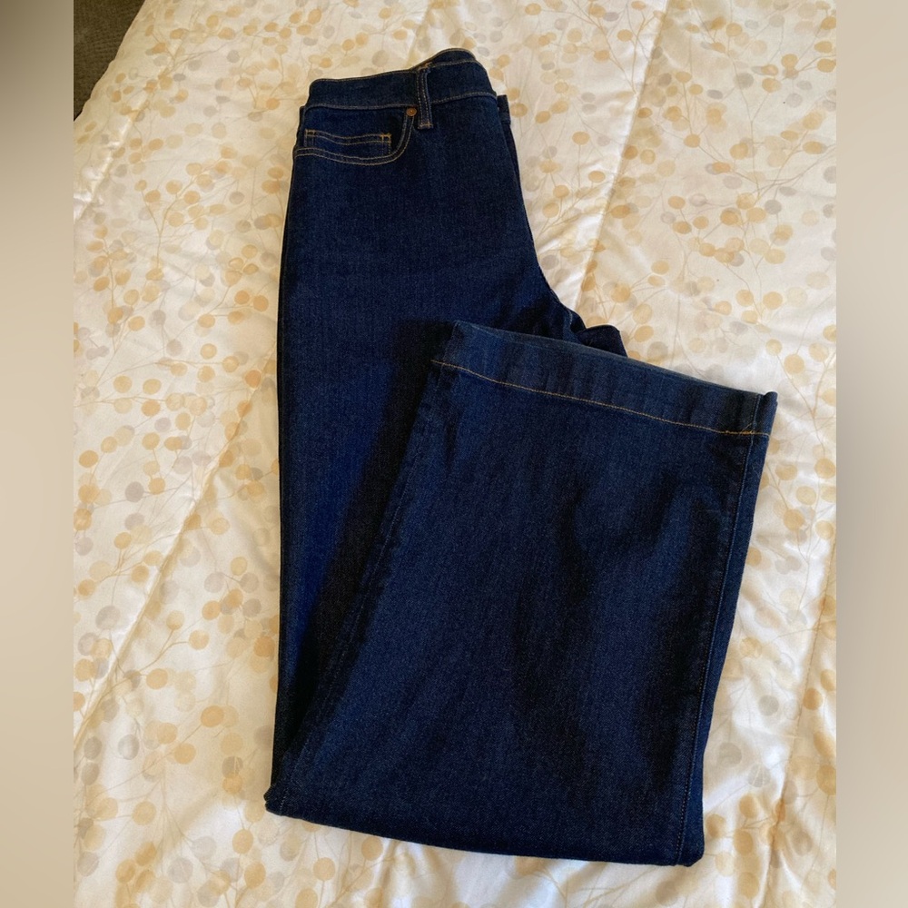 Lands’ End high waist wide leg denim trousers